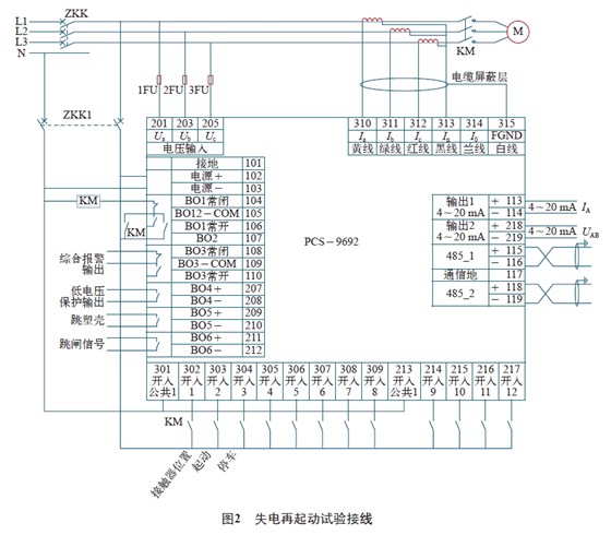 圖2 失電再起動試驗接線 圖2 失電再起動試驗接線